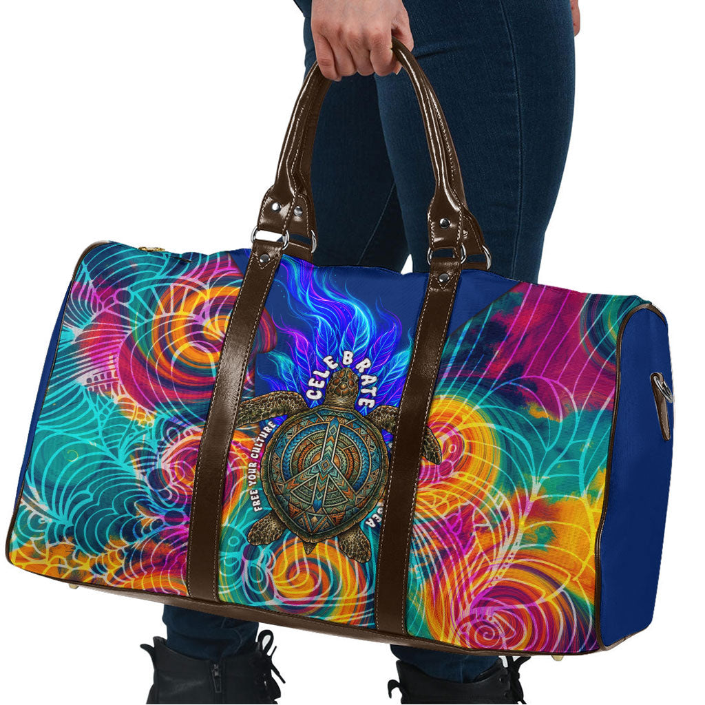 Torres Strait Islanders Sea Turtle Travel Bag Indigenous Tribal Peace Art Cultural Headdress Motif