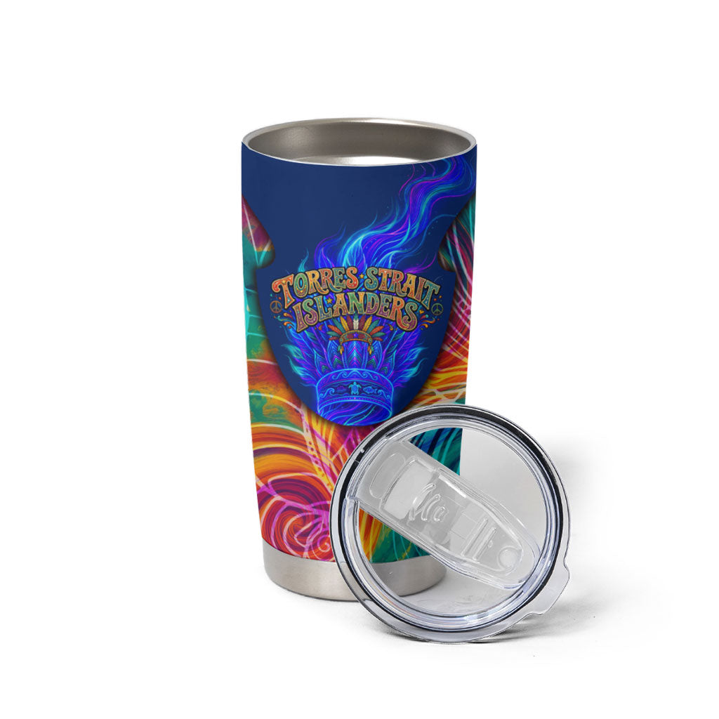 Torres Strait Islanders Sea Turtle Tumbler Cup Indigenous Tribal Peace Art Cultural Headdress Motif