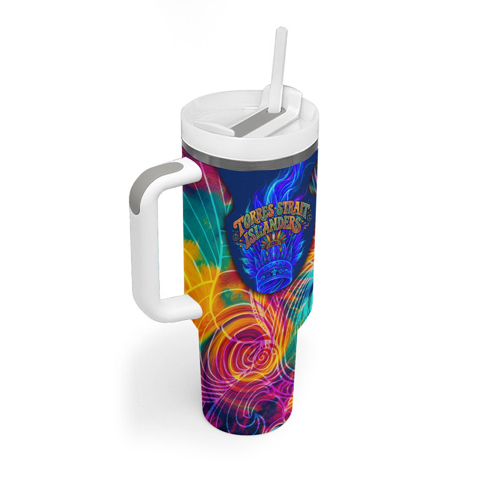 Torres Strait Islanders Sea Turtle Tumbler With Handle Indigenous Tribal Peace Art Cultural Headdress Motif