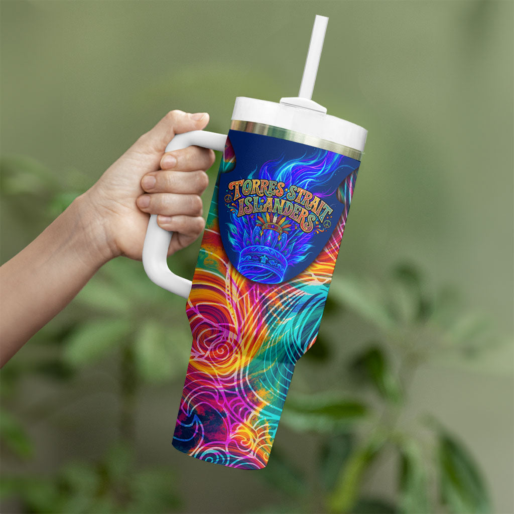 Torres Strait Islanders Sea Turtle Tumbler With Handle Indigenous Tribal Peace Art Cultural Headdress Motif