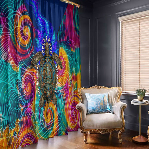 Torres Strait Islanders Sea Turtle Window Curtain Indigenous Tribal Peace Art Cultural Headdress Motif