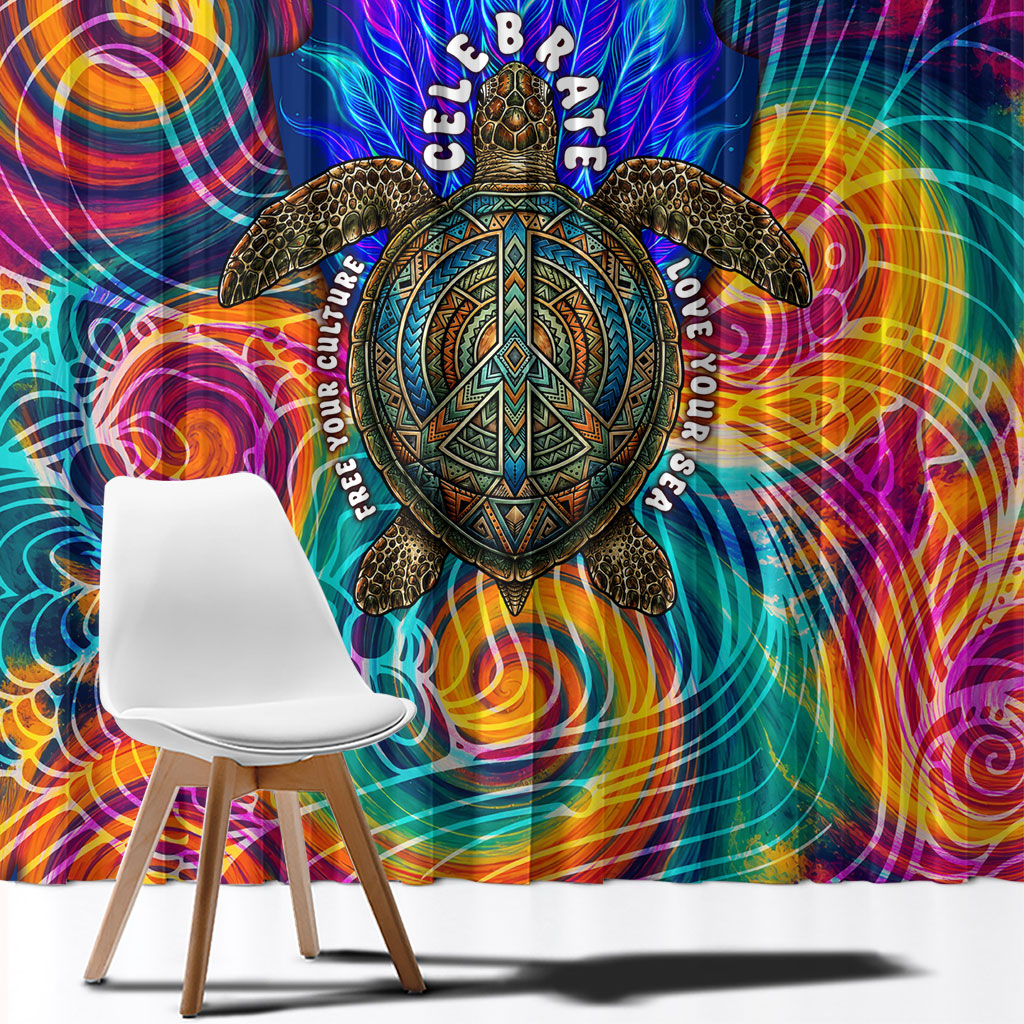 Torres Strait Islanders Sea Turtle Window Curtain Indigenous Tribal Peace Art Cultural Headdress Motif