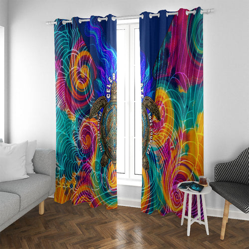 Torres Strait Islanders Sea Turtle Window Curtain Indigenous Tribal Peace Art Cultural Headdress Motif