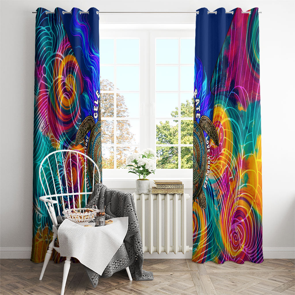 Torres Strait Islanders Sea Turtle Window Curtain Indigenous Tribal Peace Art Cultural Headdress Motif