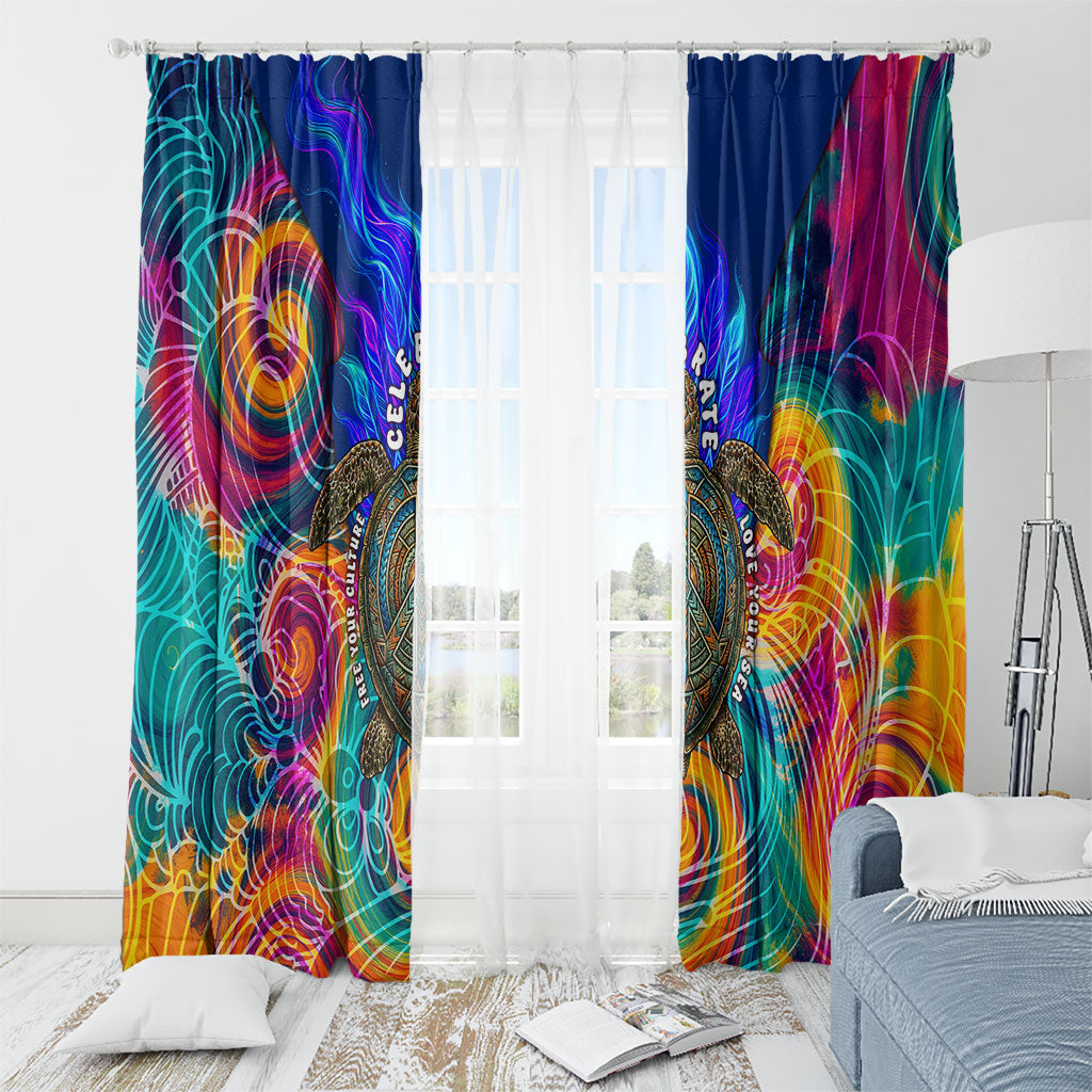 Torres Strait Islanders Sea Turtle Window Curtain Indigenous Tribal Peace Art Cultural Headdress Motif