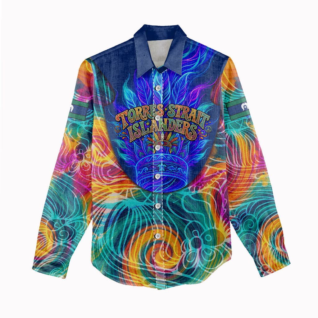 Torres Strait Islanders Sea Turtle Women Casual Shirt Indigenous Tribal Peace Art Cultural Headdress Motif