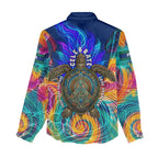 Torres Strait Islanders Sea Turtle Women Casual Shirt Indigenous Tribal Peace Art Cultural Headdress Motif