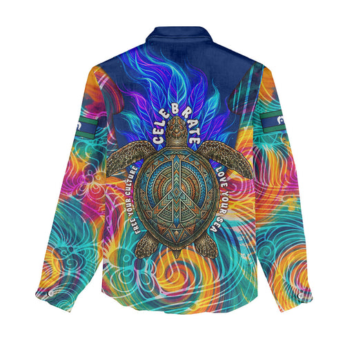 Torres Strait Islanders Sea Turtle Women Casual Shirt Indigenous Tribal Peace Art Cultural Headdress Motif