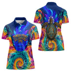 Torres Strait Islanders Sea Turtle Women Polo Shirt Indigenous Tribal Peace Art Cultural Headdress Motif