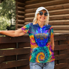 Torres Strait Islanders Sea Turtle Women Polo Shirt Indigenous Tribal Peace Art Cultural Headdress Motif