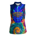 Torres Strait Islanders Sea Turtle Women Sleeveless Polo Shirt Indigenous Tribal Peace Art Cultural Headdress Motif