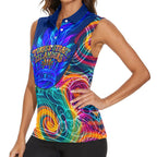 Torres Strait Islanders Sea Turtle Women Sleeveless Polo Shirt Indigenous Tribal Peace Art Cultural Headdress Motif