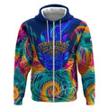 Torres Strait Islanders Sea Turtle Zip Hoodie Indigenous Tribal Peace Art Cultural Headdress Motif