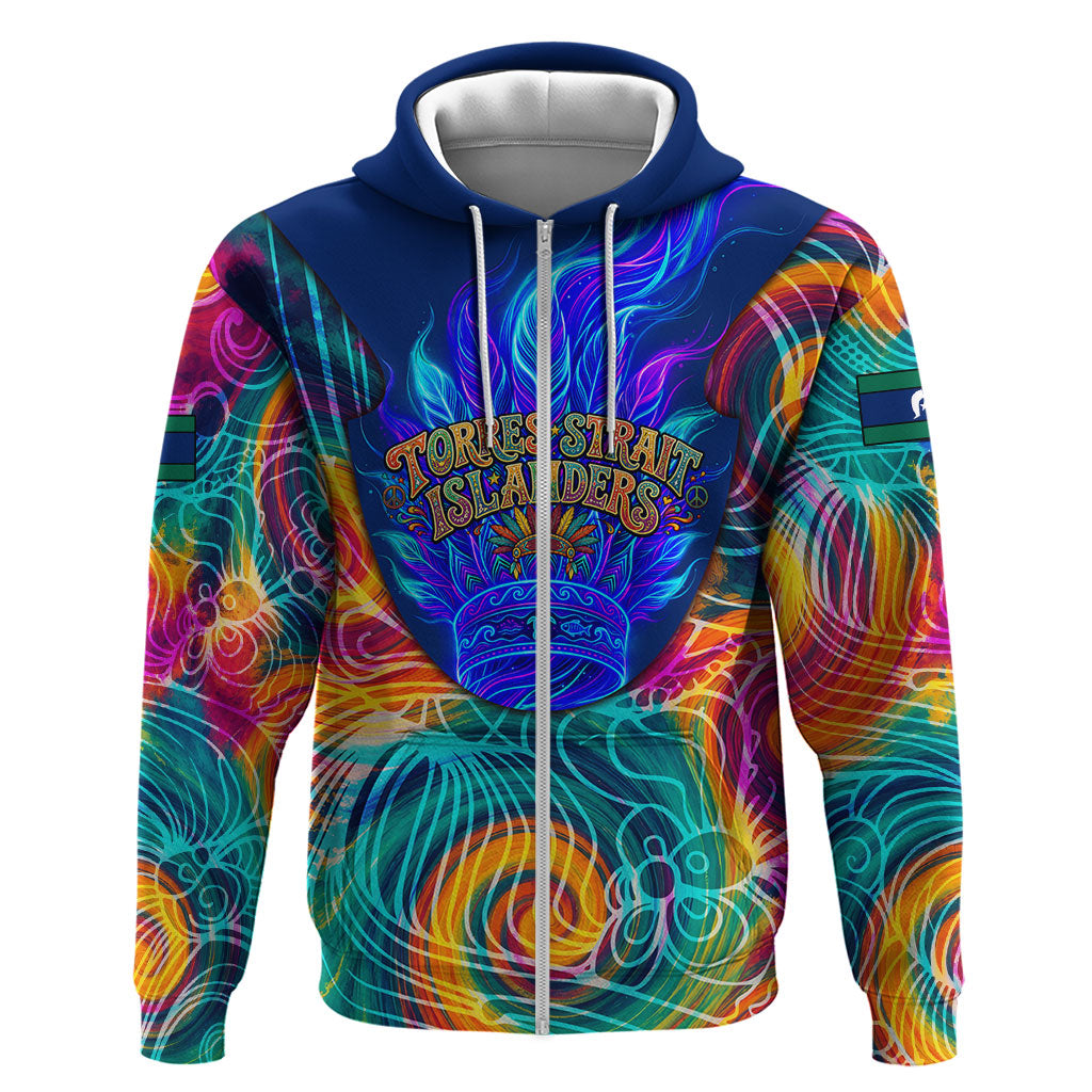 Torres Strait Islanders Sea Turtle Zip Hoodie Indigenous Tribal Peace Art Cultural Headdress Motif