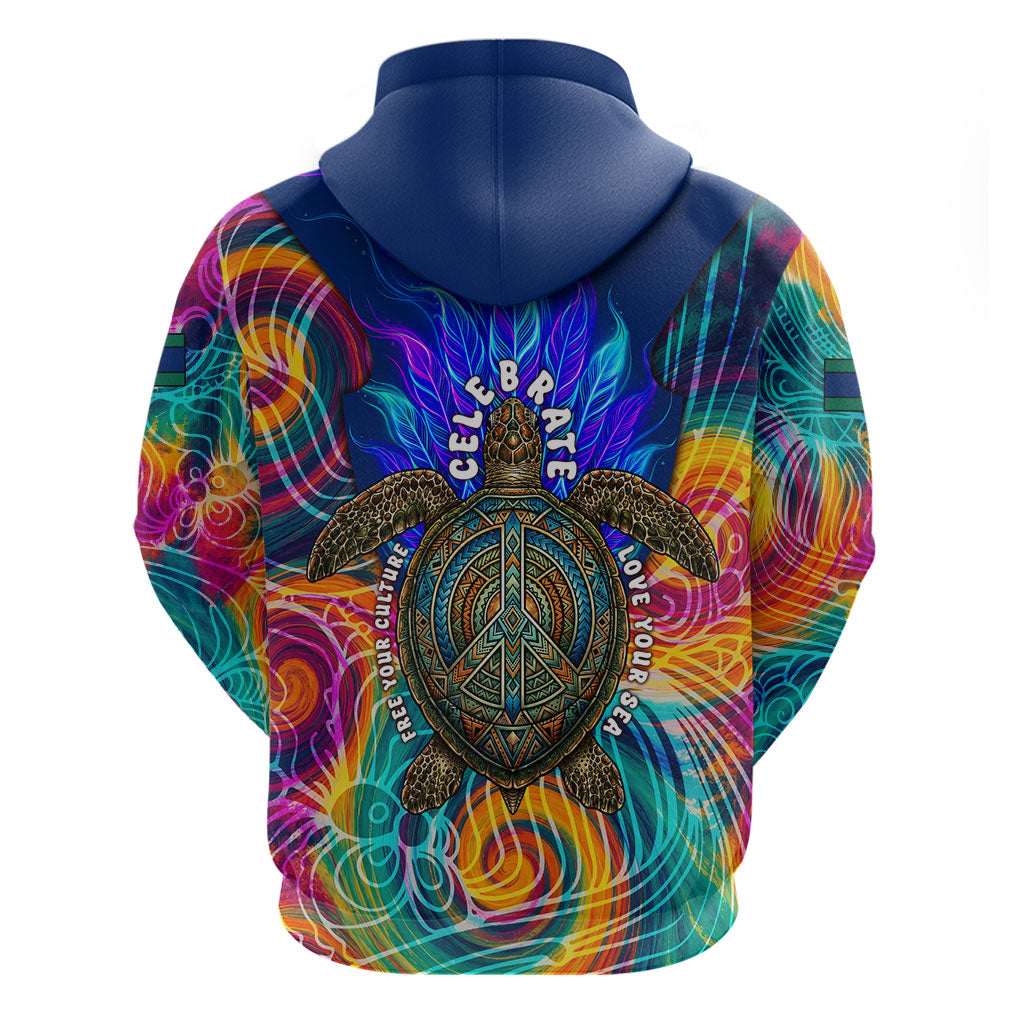 Torres Strait Islanders Sea Turtle Zip Hoodie Indigenous Tribal Peace Art Cultural Headdress Motif