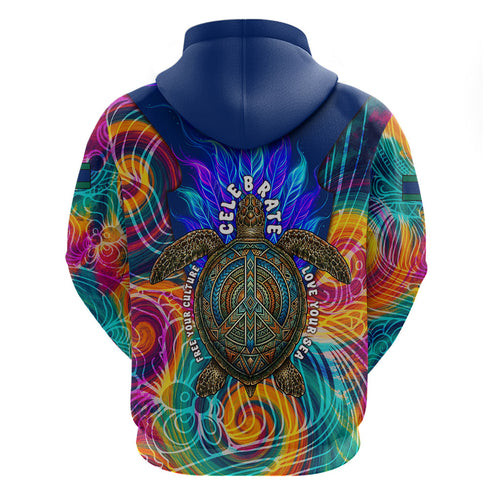 Torres Strait Islanders Sea Turtle Zip Hoodie Indigenous Tribal Peace Art Cultural Headdress Motif