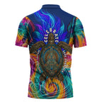 Torres Strait Islanders Sea Turtle Zipper Polo Shirt Indigenous Tribal Peace Art Cultural Headdress Motif
