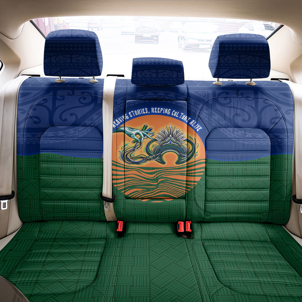 Torres Strait Islanders Day Traditional Dhari Headdress Back Car Seat Cover Indigenous Australian Tribal Weaving Pattern Culture
