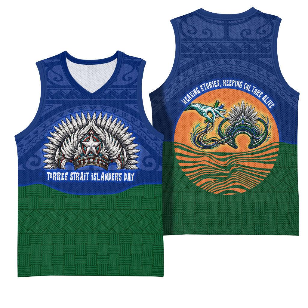 Torres Strait Islanders Day Traditional Dhari Headdress Basketball Jersey Indigenous Australian Tribal Weaving Pattern Culture