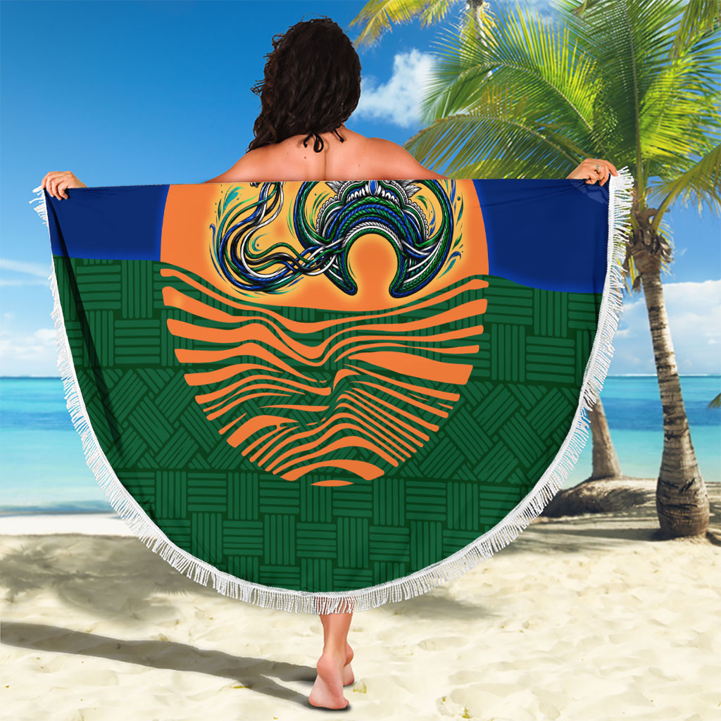 Torres Strait Islanders Day Traditional Dhari Headdress Beach Blanket Indigenous Australian Tribal Weaving Pattern Culture