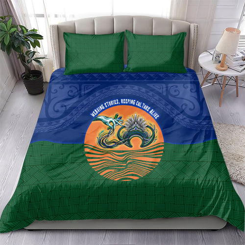 Torres Strait Islanders Day Traditional Dhari Headdress Bedding Set Indigenous Australian Tribal Weaving Pattern Culture