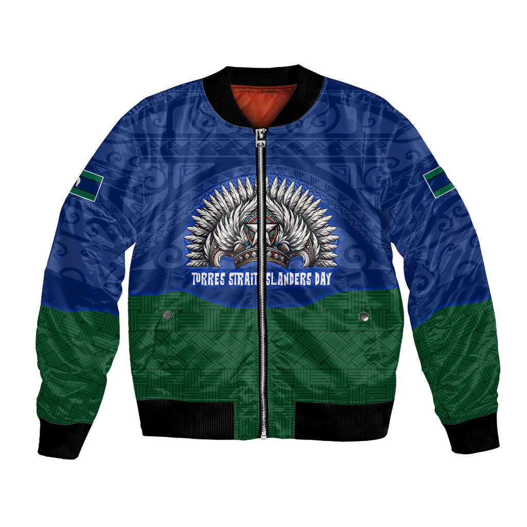 Torres Strait Islanders Day Traditional Dhari Headdress Bomber Jacket Indigenous Australian Tribal Weaving Pattern Culture