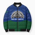 Torres Strait Islanders Day Traditional Dhari Headdress Bomber Puffer Jacket Indigenous Australian Tribal Weaving Pattern Culture