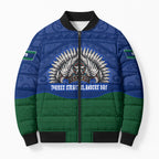 Torres Strait Islanders Day Traditional Dhari Headdress Bomber Puffer Jacket Indigenous Australian Tribal Weaving Pattern Culture