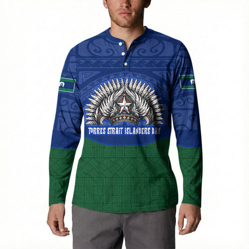 Torres Strait Islanders Day Traditional Dhari Headdress Button Sweatshirt Indigenous Australian Tribal Weaving Pattern Culture