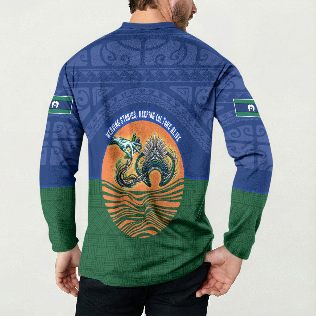 Torres Strait Islanders Day Traditional Dhari Headdress Button Sweatshirt Indigenous Australian Tribal Weaving Pattern Culture