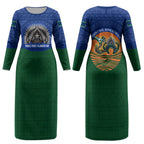 Torres Strait Islanders Day Traditional Dhari Headdress Couples Matching Long Sleeve Bodycon Dress and Hawaiian Shirt Indigenous Australian Tribal Weaving Pattern Culture