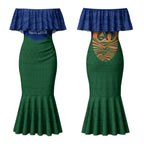 Torres Strait Islanders Day Traditional Dhari Headdress Couples Matching Mermaid Dress and Hawaiian Shirt Indigenous Australian Tribal Weaving Pattern Culture