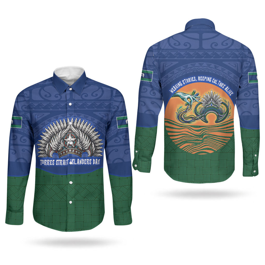 Torres Strait Islanders Day Traditional Dhari Headdress Couples Matching Mermaid Dress and Long Sleeve Button Shirt Indigenous Australian Tribal Weaving Pattern Culture