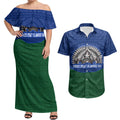 Torres Strait Islanders Day Traditional Dhari Headdress Couples Matching Off Shoulder Maxi Dress and Hawaiian Shirt Indigenous Australian Tribal Weaving Pattern Culture
