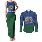 Torres Strait Islanders Day Traditional Dhari Headdress Couples Matching Tank Maxi Dress and Long Sleeve Button Shirt Indigenous Australian Tribal Weaving Pattern Culture