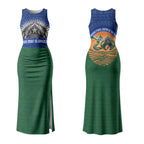 Torres Strait Islanders Day Traditional Dhari Headdress Couples Matching Tank Maxi Dress and Long Sleeve Button Shirt Indigenous Australian Tribal Weaving Pattern Culture