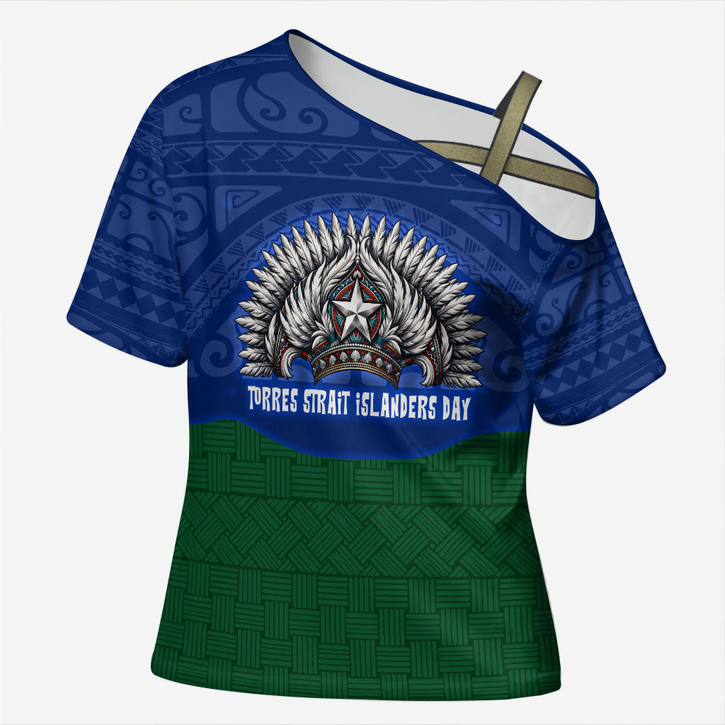 Torres Strait Islanders Day Traditional Dhari Headdress Cross Shoulder Shirt Indigenous Australian Tribal Weaving Pattern Culture