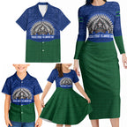 Torres Strait Islanders Day Traditional Dhari Headdress Family Matching Long Sleeve Bodycon Dress and Hawaiian Shirt Indigenous Australian Tribal Weaving Pattern Culture