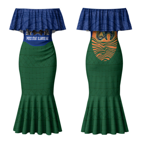 Torres Strait Islanders Day Traditional Dhari Headdress Family Matching Mermaid Dress and Hawaiian Shirt Indigenous Australian Tribal Weaving Pattern Culture