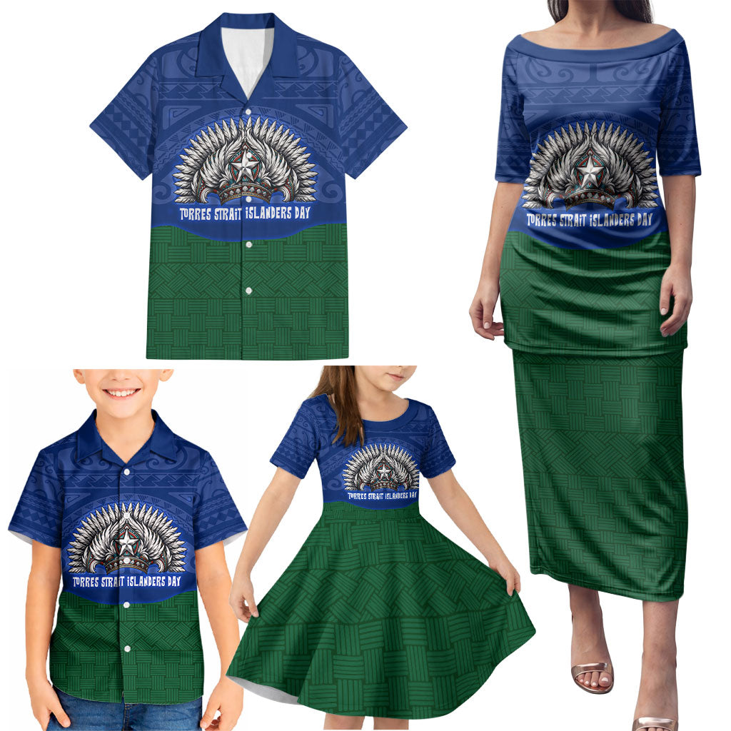Torres Strait Islanders Day Traditional Dhari Headdress Family Matching Puletasi and Hawaiian Shirt Indigenous Australian Tribal Weaving Pattern Culture
