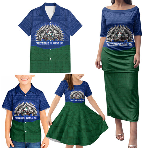 Torres Strait Islanders Day Traditional Dhari Headdress Family Matching Puletasi and Hawaiian Shirt Indigenous Australian Tribal Weaving Pattern Culture