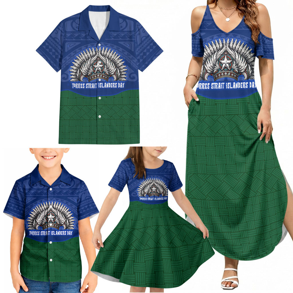 Torres Strait Islanders Day Traditional Dhari Headdress Family Matching Summer Maxi Dress and Hawaiian Shirt Indigenous Australian Tribal Weaving Pattern Culture
