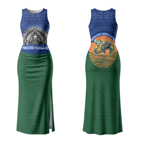 Torres Strait Islanders Day Traditional Dhari Headdress Family Matching Tank Maxi Dress and Hawaiian Shirt Indigenous Australian Tribal Weaving Pattern Culture