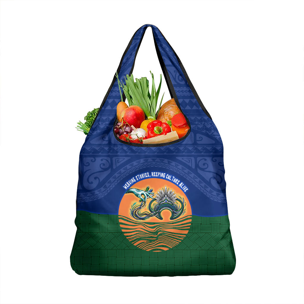 Torres Strait Islanders Day Traditional Dhari Headdress Grocery Bag Indigenous Australian Tribal Weaving Pattern Culture
