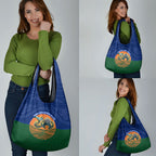 Torres Strait Islanders Day Traditional Dhari Headdress Grocery Bag Indigenous Australian Tribal Weaving Pattern Culture