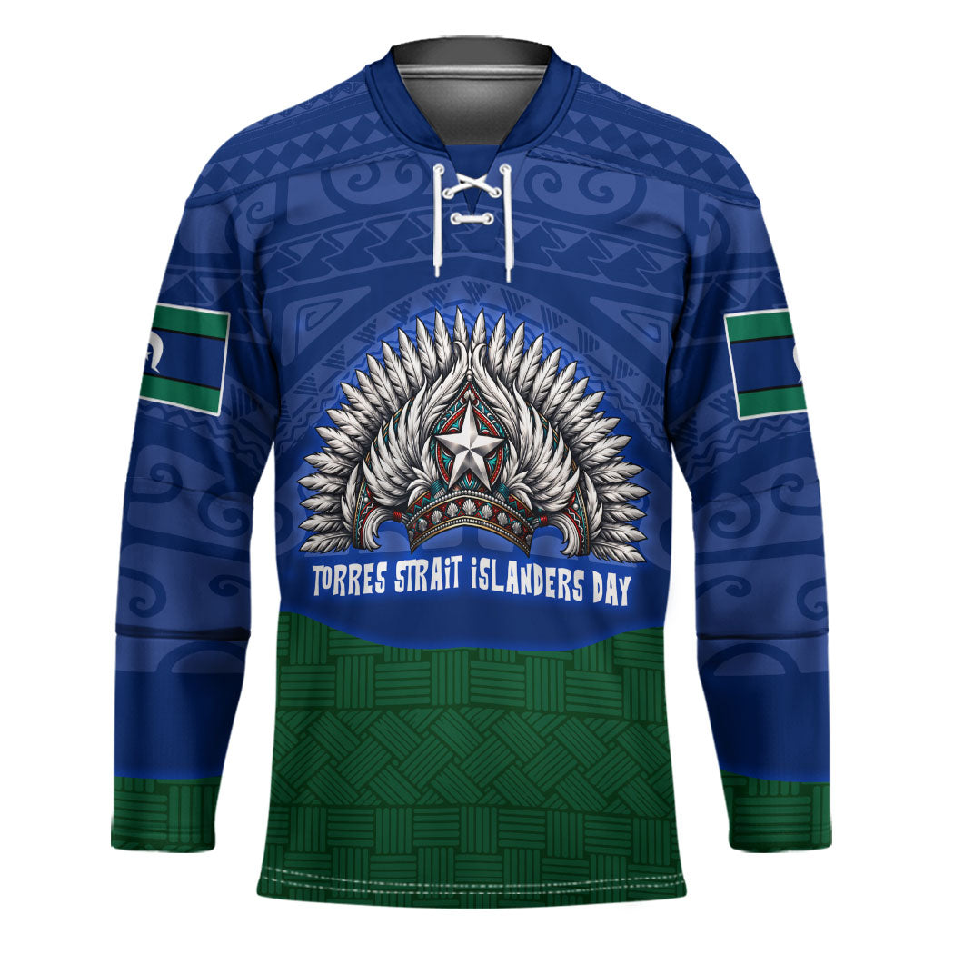 Torres Strait Islanders Day Traditional Dhari Headdress Hockey Jersey Indigenous Australian Tribal Weaving Pattern Culture