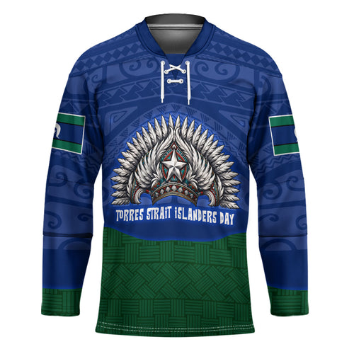 Torres Strait Islanders Day Traditional Dhari Headdress Hockey Jersey Indigenous Australian Tribal Weaving Pattern Culture