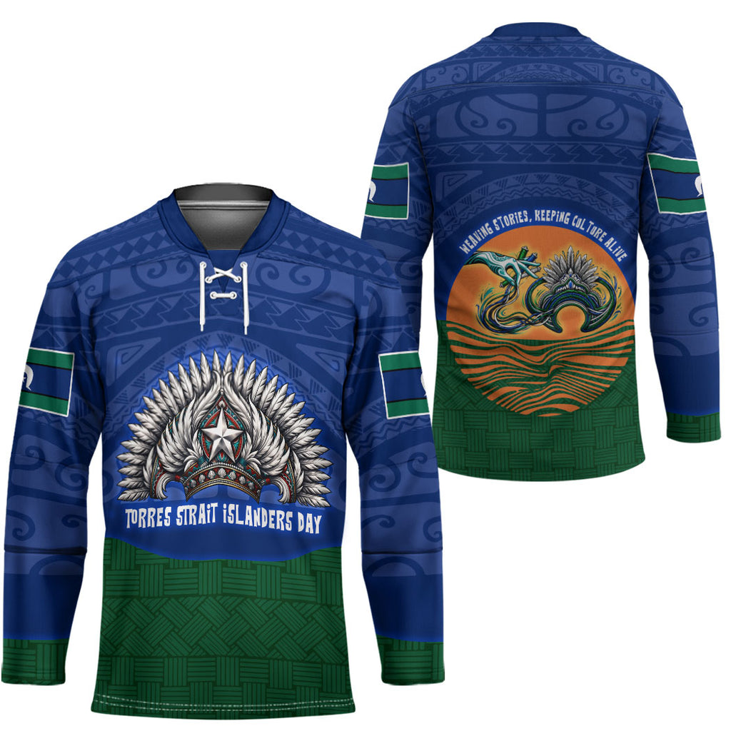 Torres Strait Islanders Day Traditional Dhari Headdress Hockey Jersey Indigenous Australian Tribal Weaving Pattern Culture
