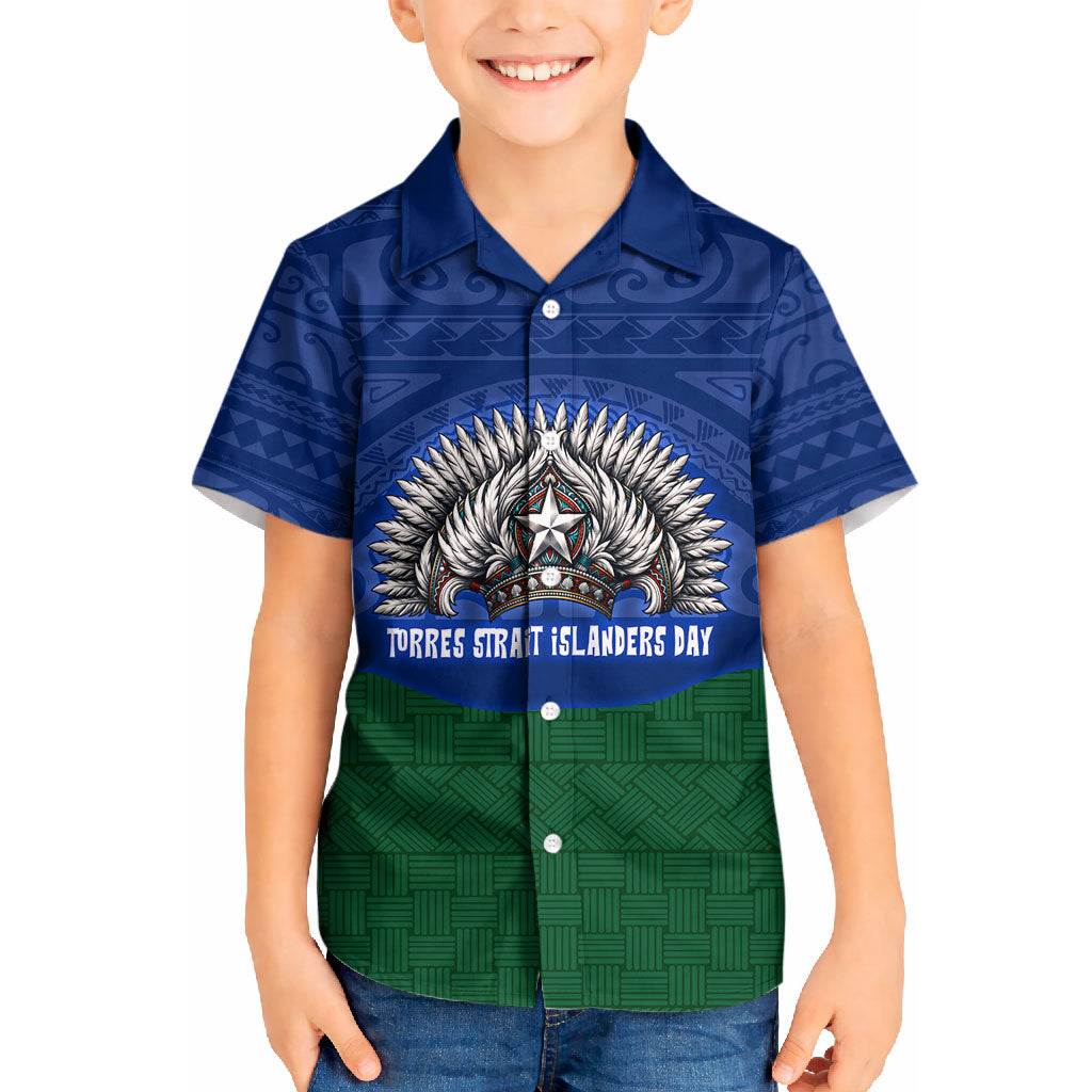 Torres Strait Islanders Day Traditional Dhari Headdress Kid Hawaiian Shirt Indigenous Australian Tribal Weaving Pattern Culture