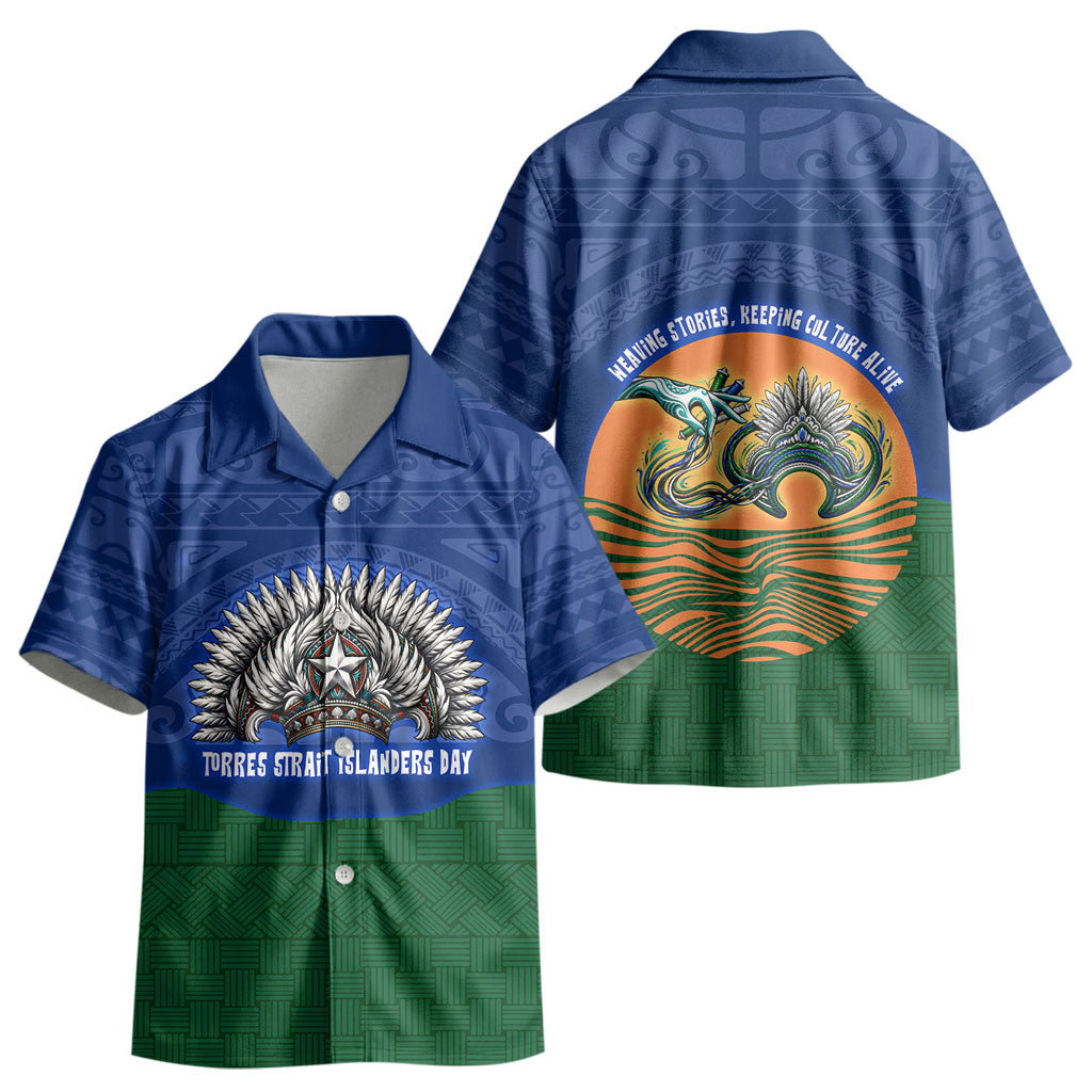 Torres Strait Islanders Day Traditional Dhari Headdress Kid Hawaiian Shirt Indigenous Australian Tribal Weaving Pattern Culture